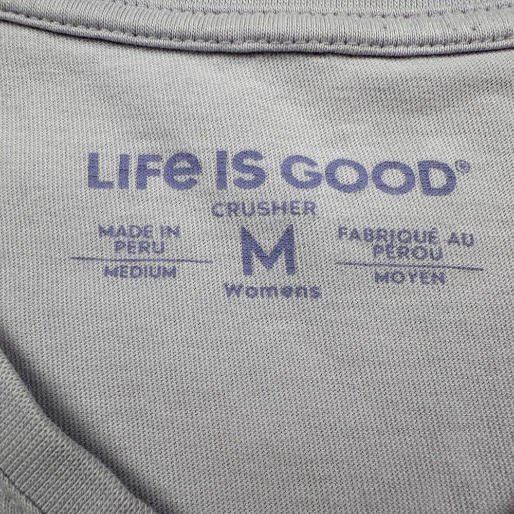 Life Is Good Top Womens Medium Purple Crusher Tee Short Sleeve Flower Heart - Picture 6 of 11